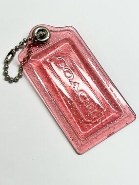 Coach Poppy Pink Clear with Silver Glitter Hang Tag 3 1/2 inches wide EUC